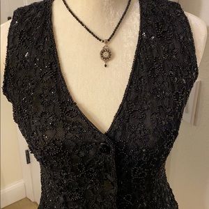 Alfani Beaded Vest Black